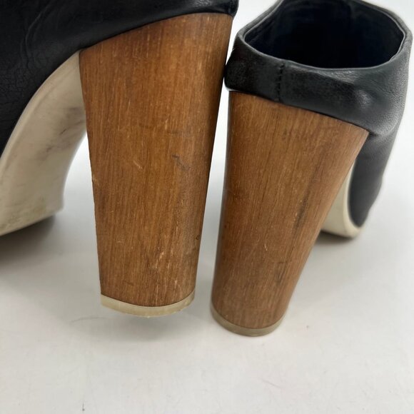 Vince Black Leather Block Heel Peep Toe Heels | Size 8 - Picture 11 of 11